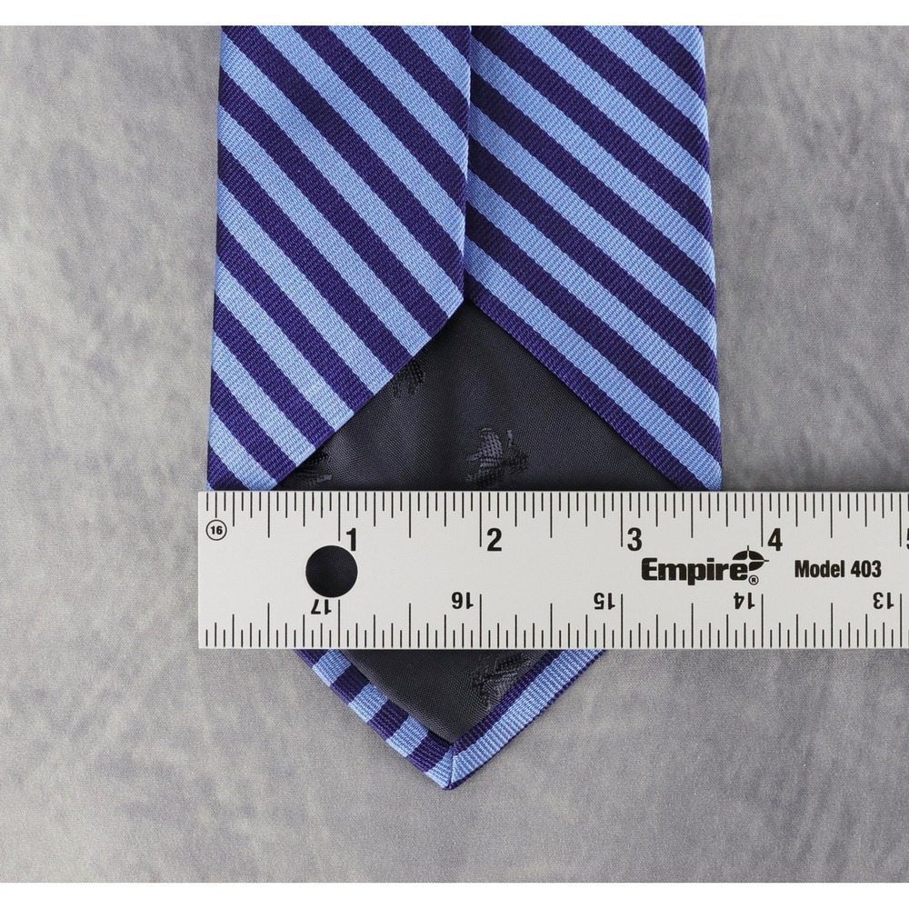 Brooks Brothers 100% Silk Necktie Blue Navy Repp Stripe Classic Makers USA Made - Picture 8 of 10